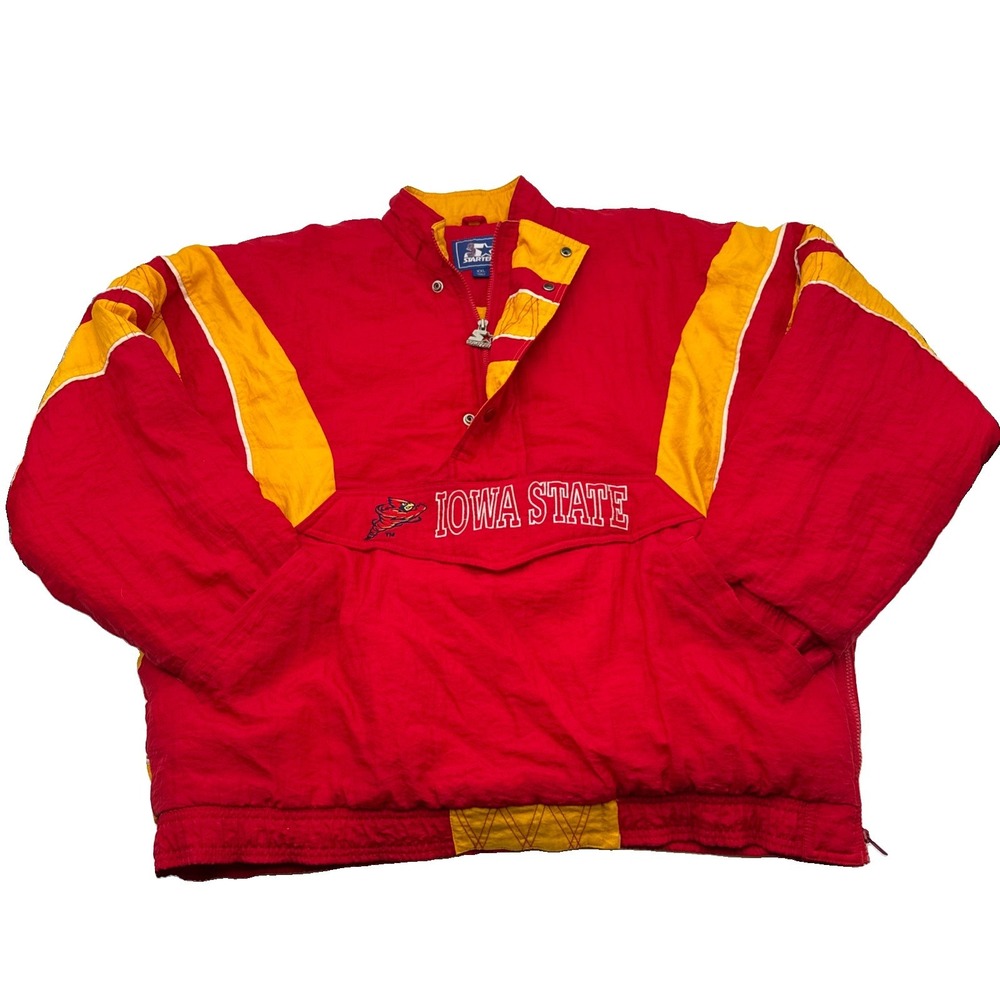 Vintage Starter Jacket Iowa State Cyclones Men's 2XL 1/2 Zip Pullover Puffer Y2K